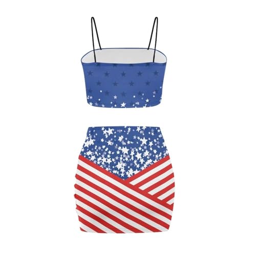 Image of Biyejit Women's 2 Piece Summer Outfits Spaghetti Strap Crop Tops and Bodycon Mini Skirt Dress Set Plus Size S-4XL