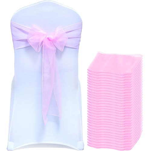 MDS Pack of 100 Organza Chair Sashes for Wedding & Event Décor – Pink
