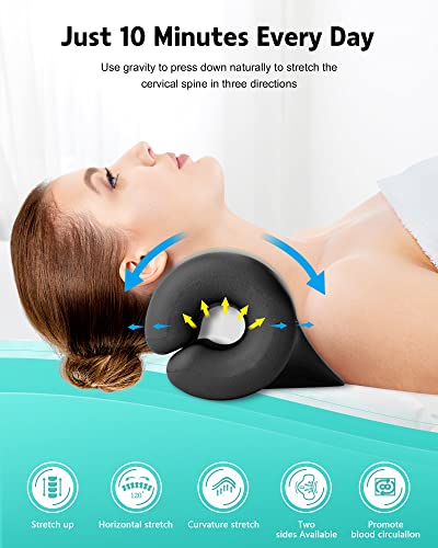 Neck And Shoulder Relaxer - Neck Stretcher Cervical Spine Traction Device To Relieve Neck And Shoulder Fatigue And Pain, Chiropractic Pillow For Relief Tmj Pain Headache Muscle Relax Spine (Black) #TOP1
