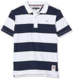  Tommy Hilfiger Jungen Wide Stripe Polo S/s Poloshirt, Blau (Blue 0A4), 134/140 (Herstellergröße: 140)