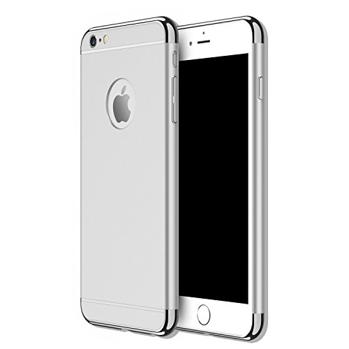 Anyos iPhone 5 5S SE 3 in 1 Hard Case, Electroplate Ultra-Thin Shockproof Protective PC Cover for iPhone 5 5S SE 4.0 inch (Silver)