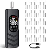 Suevut Ethylotest Electronique, Alcootest Portable avec Écran LCD, Ethylometre Personnel pour Auto Contrôle, Rechargeable USB, avec 25 Embouts Buccaux