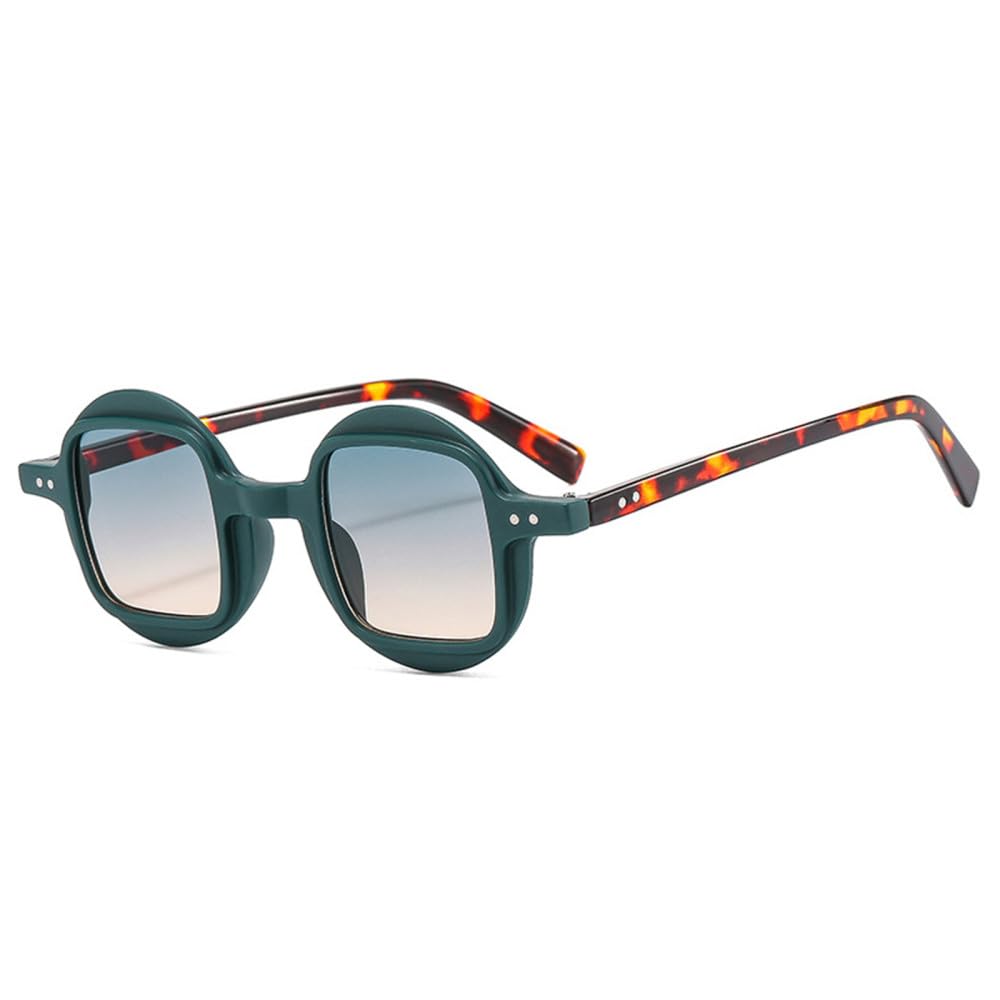 Gafas de Sol Vintage Redondas de Doble Color Punk para Hombre, Lentes con Degradado Transparente, Remaches para Mujer, Gafas de Sol con protección UV400