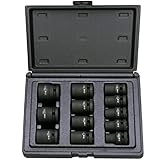 Juego de llaves de vaso de impacto 1/2\" 12 puntas 12 piezas