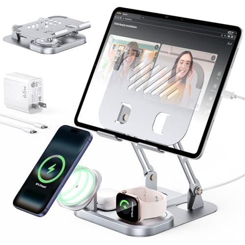 Meifigno 65W 5 in 1 Charging Station for Apple Multiple Devices with 30W Fast Wired Charging Stand for iPad/Tab Foldable Wireless Charger Design for Magsafe Charger for iPhone 17 16 /iWatch/AirPods