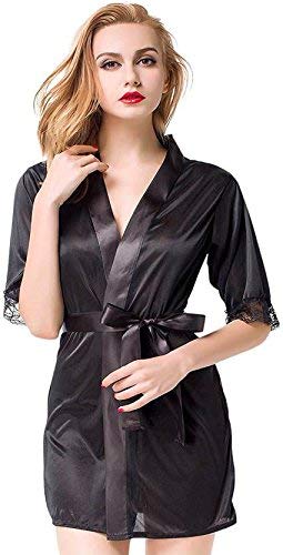 Tommy Vans Womens Sexy Sleepwear Intimate Lace Lingerie Satin Nightwear Rob Short Kimono RobeNightdress for Women Sexy in Multi-Colours