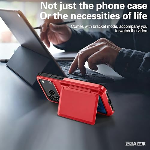 K KAMERIO Designed for iPhone 17 Pro Max Wallet Case with Card Holder [RFID Protection][3-4 Cards & Cash] Military Grade Drop Shockproof Protective Case for Apple 17 Pro Max, Pocket Friendly,Red by K KAMERIO - Used condition - Image 8