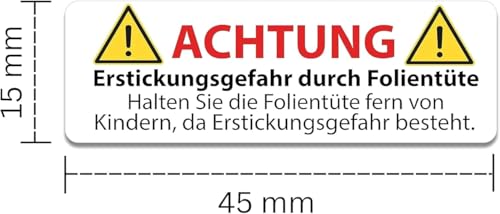 Wiztex Erstickungsgefahr Aufkleber - Erstickungswarnband Etiketten – 45mm x 15mm Selbstklebender Aufkleber – Sticker Warnhinweich Wrstickungsgefahr und Erstickungsetiketten (Warnhinweise 1000 Stück)