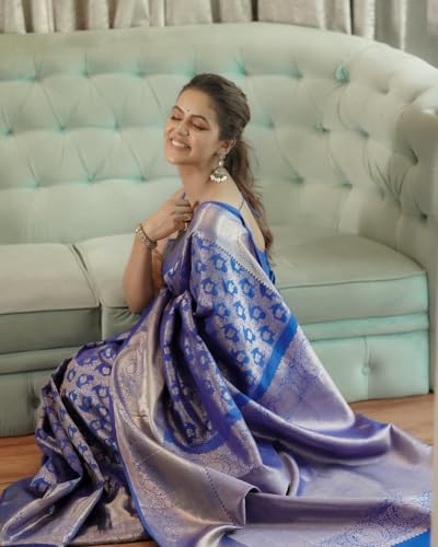Image of Sugathari Women's Maroon Banarasi Kanchipuram Art Silk Saree for Women - Traditional Wedding & Party Saree with Blouse Piece - Ethnic Indian Silk Saree for Bridal, Festive (KS-156)