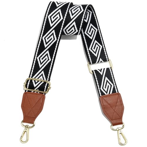Image of Purse Strap,1.5 inch Leather End Shoulder Strap Adjustable Replacement,Retro Multi-Pattern Crossbody Bag Straps