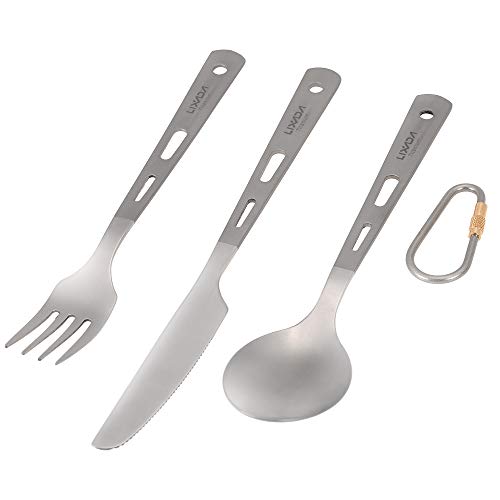 Colher, Romacci Conjunto de talheres de 3 peças Titânio para acampamento ao ar livre Piquenique Talh