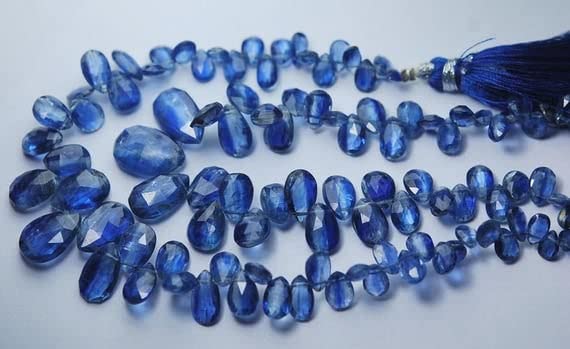 Cyanite bleue naturelle en perles facettées poire 5.5-15mm pour la création de bijoux uniques