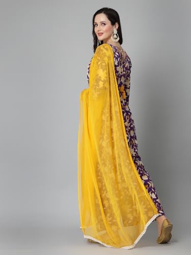 Image of Stylum Women's Floral Printed Cotton Pleated Kurta Palazzo Dupatta Set
