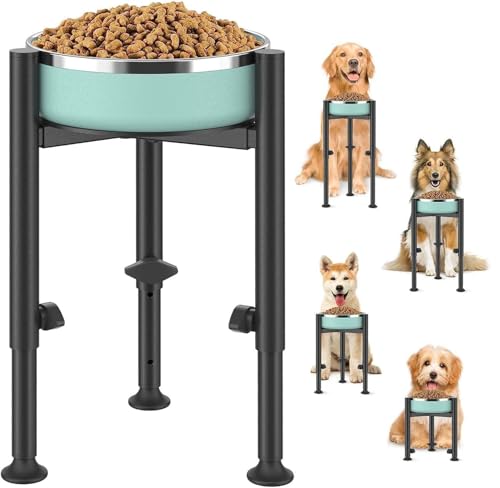 Ciotole per Cani Rialzate, 4 livelli di altezza, larghezza 6-10 pollici, Abbeveratoio sollevabile con vassoio, Porta Ciotole per Cani Rialzato, Medi e Grandi, Regolabile in Altezza