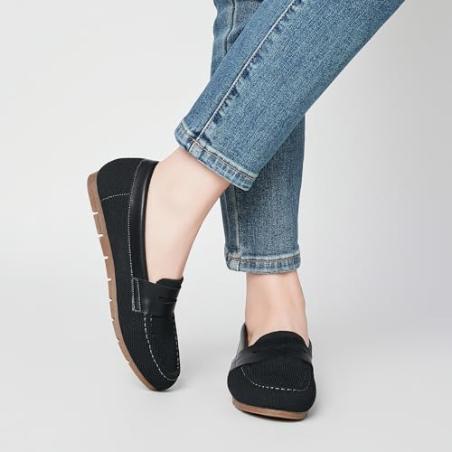 Image of Cvistpieo Loafers for Women Comfortable Dressy Casual Work Flats Lightweight & Breathable Slip On Walking Shoes Knit