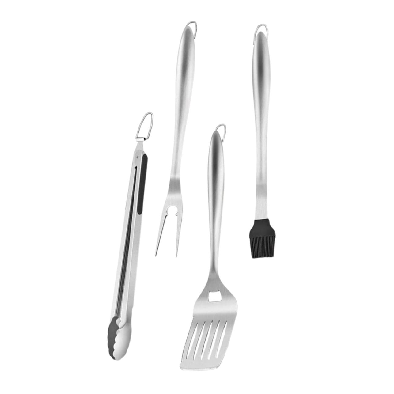 Set ustensiles barbecue inox pour camping et fêtes en extérieur