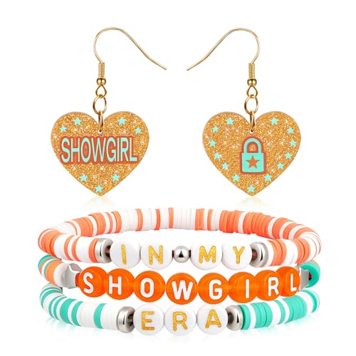 PEALICIOUS Showgirl Bracelet and Earrings Set Musicians Gifts Merch as Gifts for Daughter Music Jewelry Match Tour Concert Inspired Outfit for Friends Fans Women as Birthday Gifts