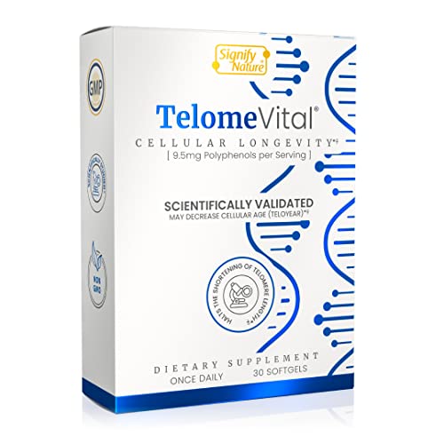 TelomeVital Cellular Longevity â€“ Telomere Lengthening Premium Anti Aging Supplement, Help Decrease Cellular Age, Telomerase Activation | Clinically Proven Ingredient | Pharmaceutical Grade Softgels