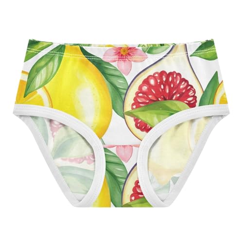 Toddler Underwear Custom 2t Cotton Little Girl Panties Funny Briefs Girls Undies Floral Lemons Green Leaves