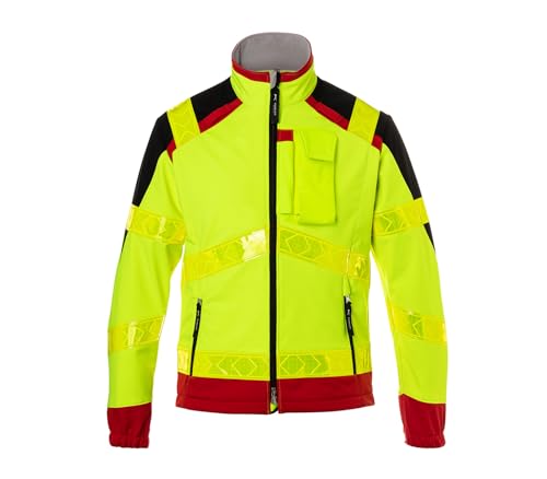 KÜBLER RESCUE Softshelljacke Herren PSA 2 - Warngelb/Mittelrot - EN ISO 20471 Klasse 2 - Form 1094 - Größe XS