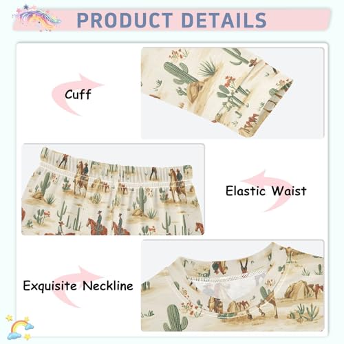ALAZA Cowboy Cactus Pajamas Long Sleeve Sleepwear 2-Piece Pajama Set4