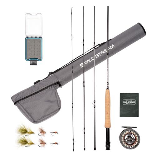 Wild Stream Fly Rod and Reel Combo Starter Kit with Rod Case, Extra Tip Section, Slow-Medium-Fast Action, Balance Series, 3WT 7'6''