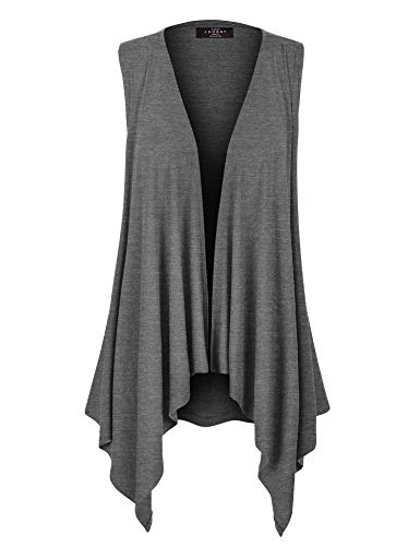 MBJ WSK1071 Womens Lightweight Sleeveless Draped Open Cardigan XL HDG