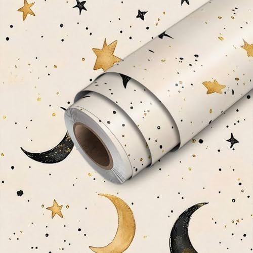 HOMETITUTE Moon and Stars Wallpaper Peel and Stick Celestial Contact ...