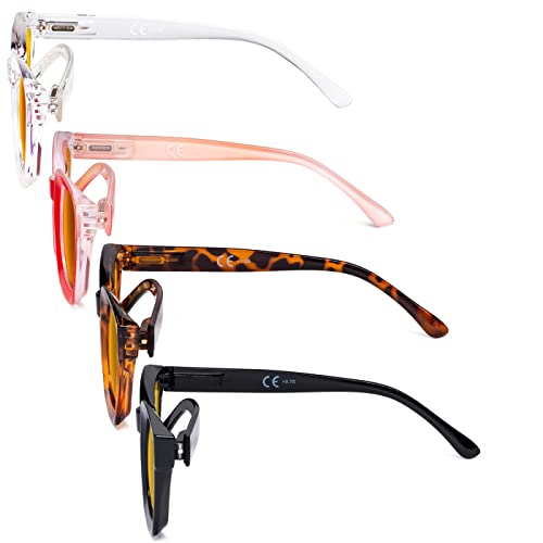 Image of Eyekepper 4 Pack Reading Glasses Blue Light Blocking Computer Eyeglasses Amber Tinted Filter Lens Oversized Square Design +1.50