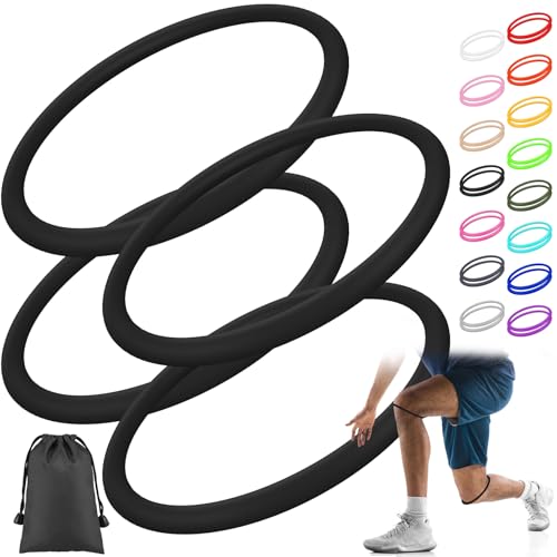 Image of Foilswirl Silicone Patella Knee Band for Basketball Patella Tendon Support Knee Pain Running Tendon Brace Support Strap(4,Black,S)