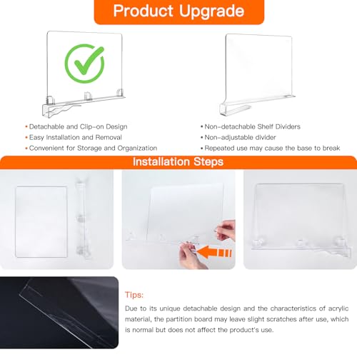 Fixwal 12 PCS Clear Acrylic Closet Shelf Dividers by Fixwal - Used condition - Image 7