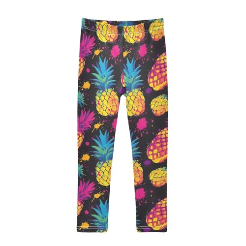 Colorful Pineapple Splash Girls Leggings Soft Stretch Workout Yoga Dance Pants for Kids Casual Tights
