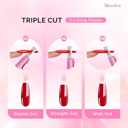 MelodySusie Acrylic Nail Clippers with 15pcs Magnet Sizers, Professional Nail Clippers Cutters for Long Acrylic Gel Nails Tips, Adjustable Stainless Nail Trimmer, Manicure Tool for Salon Home, Pink