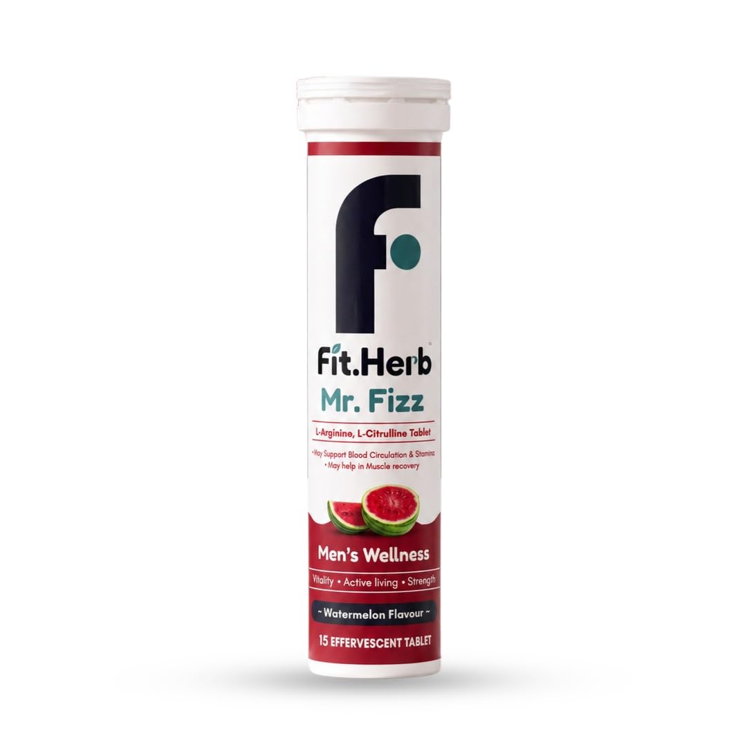 Mr. Fizz L-Arginine & L-Citrulline Effervescent Tablets for Men | Watermelon Flavour | Supports Active Lifestyle, Stamina & Muscle Recovery | 15 Tablets-image-48