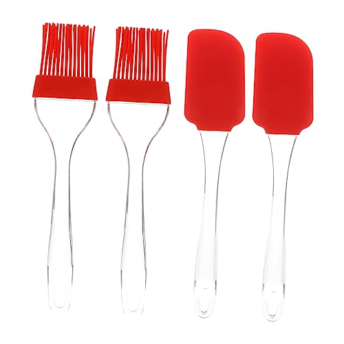BESTonZON 4piezas Cepillo Para Parrilla Cepillo Para Aceite Raspador De Silicona Herramientas Para Hornear Barbacoa Cocina Untar De Aceite De Silicona Espátula Para Barbacoa