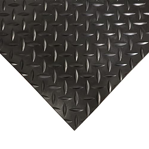 Rubber-Cal Diamond-Plate Rubber Flooring Rolls - 3 Mm X 4 Ft X 8 Ft Rolls - Black #TOP1