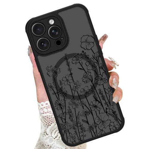 Image of KANGHAR Case for iPhone 14 Pro Florals Pattern | [Compatible with Magsafe] Cute Blooming Flowers Protective Magnetic Case for Girls Women Men