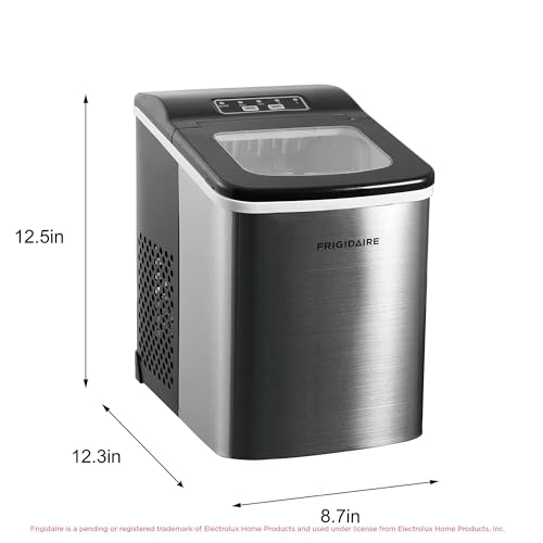 Frigidaire Compact Countertop Ice Maker, Makes 26 Lbs. of Bullet Shaped Ice Cubes Per Day, Silver Stainless