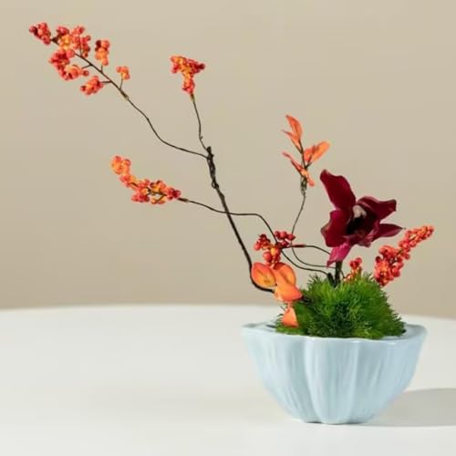 Lotus Pod Flower Arrangement Vase, Ceramic Flower Frog Pot, Ikebana Stem Holder, Decorative Flower Frog Container, Floral Arrangement Bowl for Tea Table, Ceramic Flower Vase Kenzan (Light Cyan) by Eggone - Used condition - Image 9