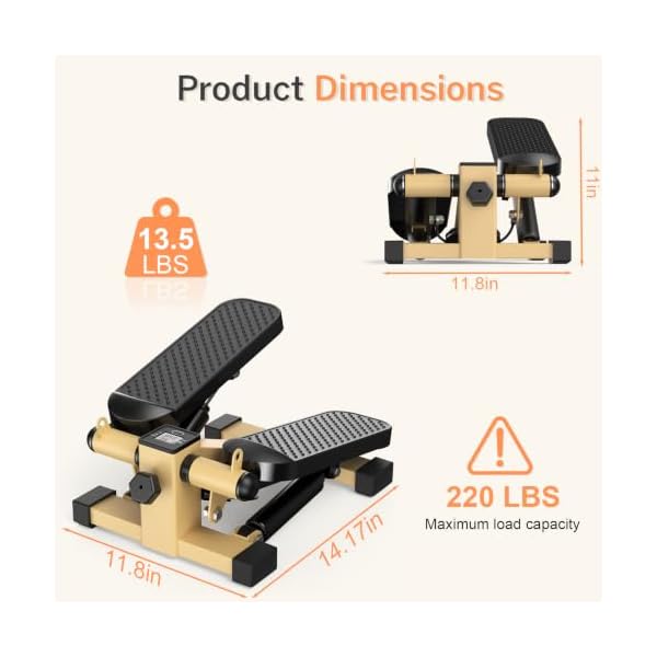 Mini Stair Stepper with Resistance Bands for Home Exercise Compact Stair Stepper with LCD Monitor, 220 lb Capacity, Smooth Low-Impact Cardio Training for Home Daily Workout - Image 5