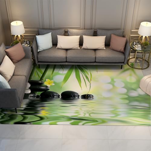 Tapis de sol doux 80x150cm lavable style tranquille galets noirs