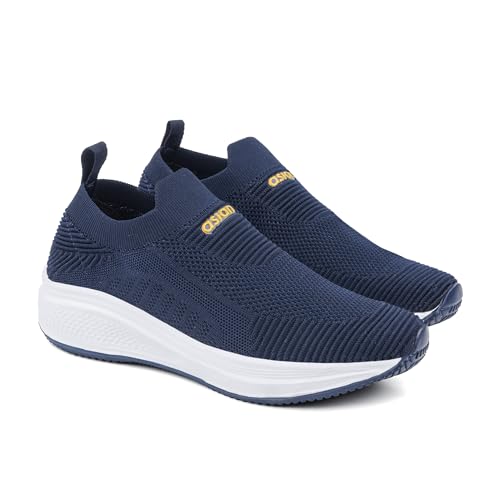 Image of ASIAN Storm-42 Men's Walking Shoes with Breathable Knit Shoe, Lightweight Cushioned Sole, Soft Sock-Like Fit, Flexible Slip Ons with Without Laces Comfort & Steady Grip | Ideal, Office & Travel Navy