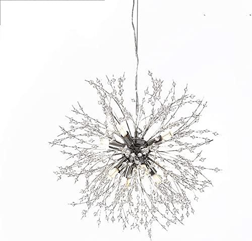 Chandelier feu d'artifice argenté et plafonnier pissenlit moderne à 9 lumières pour chambre