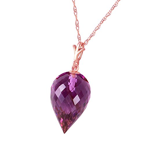 Galaxy Gold GG 9.5 Carat 14k Solid Rose Gold Necklace with Natural Pointy Briolette Drop Amethyst Pendant2