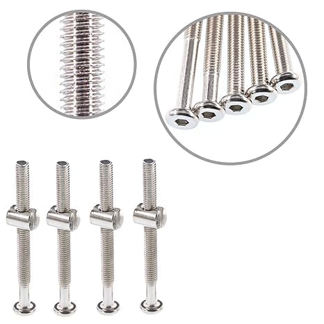 M6 x 60mm Furniture Bolt & Barrel Nut for the Assembly of Cots Beds Furniture Barrel Screws Bolt Nuts Hex Drive Socket Cap Furniture Cot Bed Bolt Allen Head With Barrel Nut (Pack of 12) - Image 2