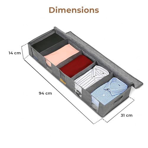 Image of HomeEssentials Underbed Storage Containers with Reinforced Handles, Foldable Organizers with Clear Windows and Sturdy Zippers for Clothes, Blankets, and Comforters