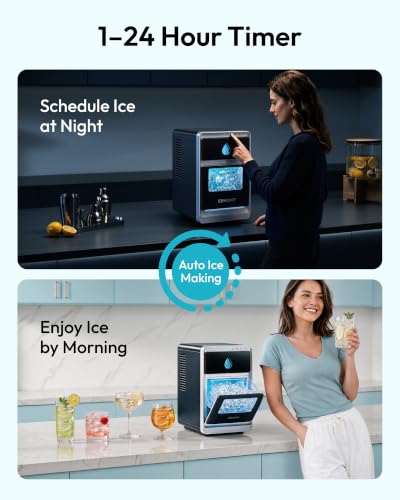 EUHOMY LunaArc™ Ice Maker Countertop, 3 Ice Cube Sizes, Auto Deep Cleaning & Timer, Portable Ice Maker Machine for Party/Bar/Home/Office - Image 5