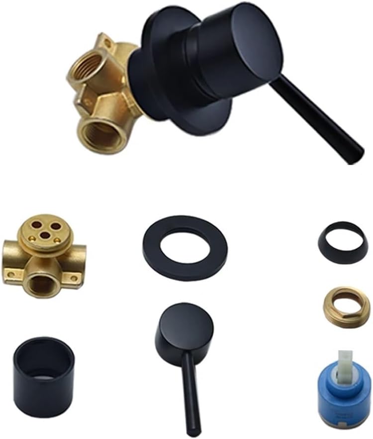 Brass Faucet Concealed Control Valve in Wall Mounted Mixer for Shower Gold Grey Matte Black & Chrome(Black)