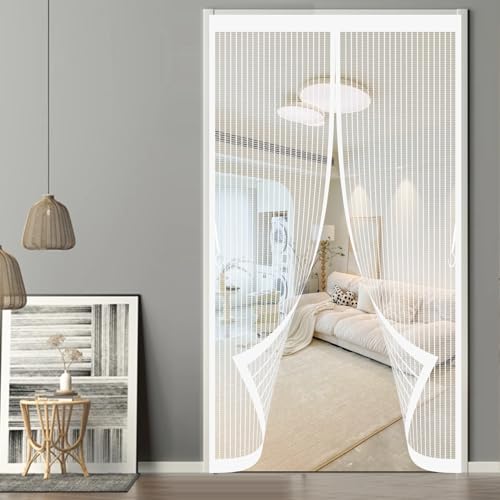 Moustiquaire de porte 115x220 cm en maille fine blanche