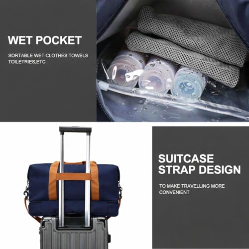 Image of CAVALO - Be Unique Duffle Cum Tote Bag Weekender /Overnight Bags for Women and Men, for Travel, Sports, Gym Bag, Waterproof with Shoe and Wet Clothes Compartments (Navy Blue)
